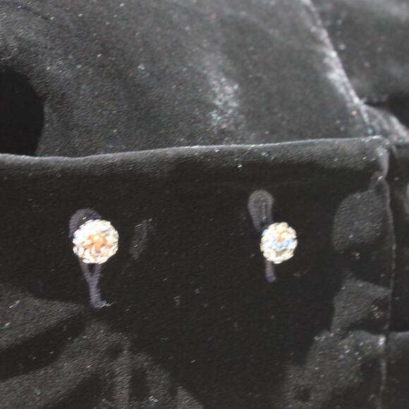 Juicy Couture Black Crushed Silk Velvet Blazer Cropped Rhinestone Buttons Size 4 - Picture 14 of 14